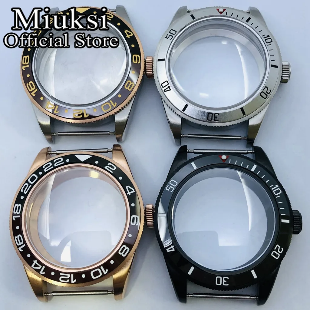 

Miuksi 39mm silver black rose gold sterile watch case domed sapphire glass fit NH35 NH36 NH34 ETA2824 PT5000 movement