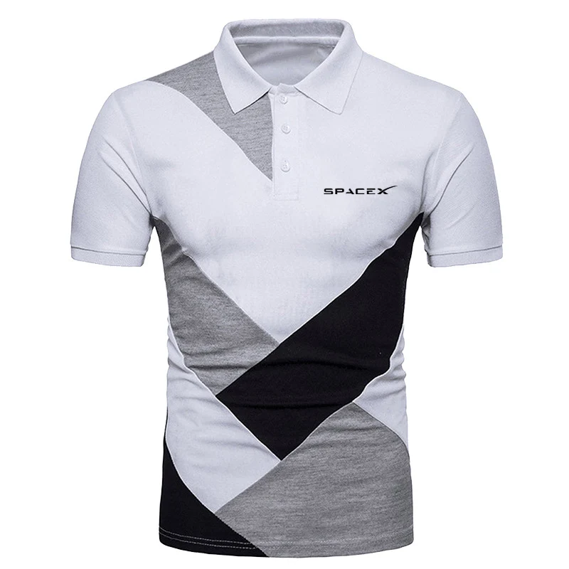 

SpaceX Space X Logo 2023 men's summer new best-selling comfortable short-sleeved Polos shirt fashion high street stitching T-shi