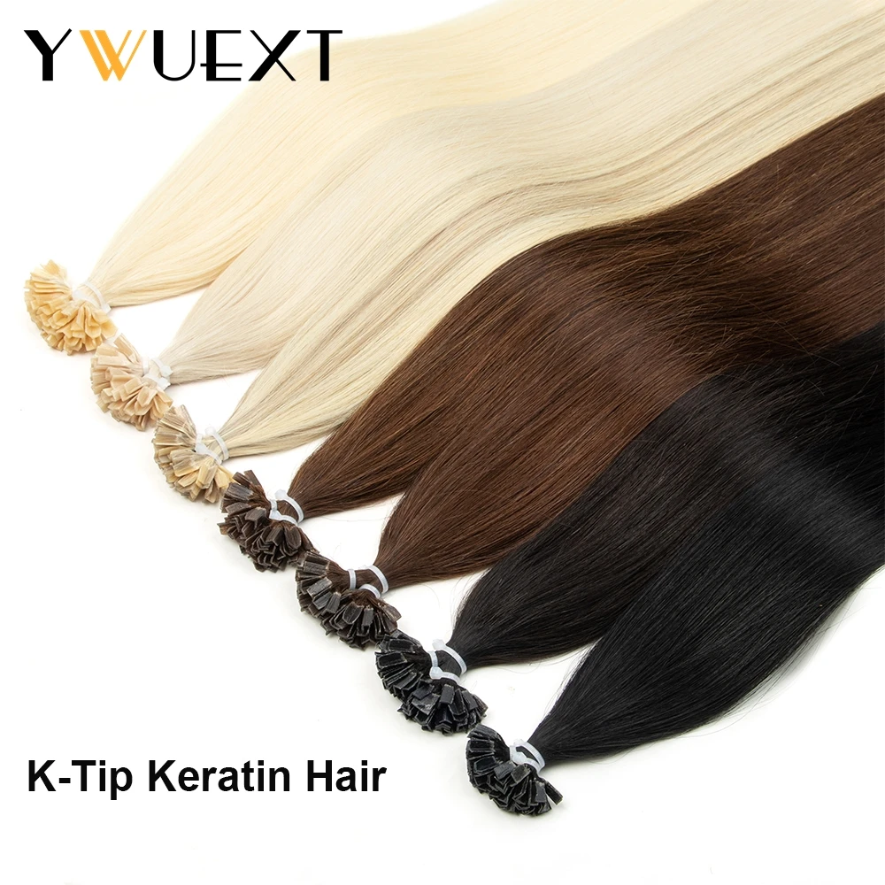 

YWUEXT Fusion K Tip Human Hair Extensions 12" 16" 20" 24" Keratin Glue Machine Remy Hair Natural Hair Extensions