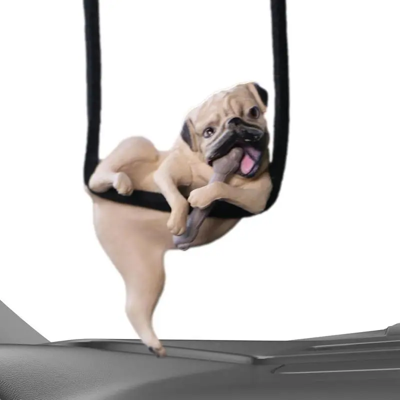 

Swing Car Pendant Dog Swinging Bulldog Car Rear View Mirror Funny Animal Christmas Tree Ornament Decoration Hanging Interior