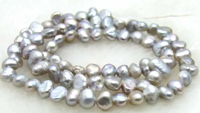 

Qingmos 6-7mm Baroque Natural Freshwater Gray Pearl Loose Beads for Jewelry Making DIY Necklace Bracelet Earring Strands 14''