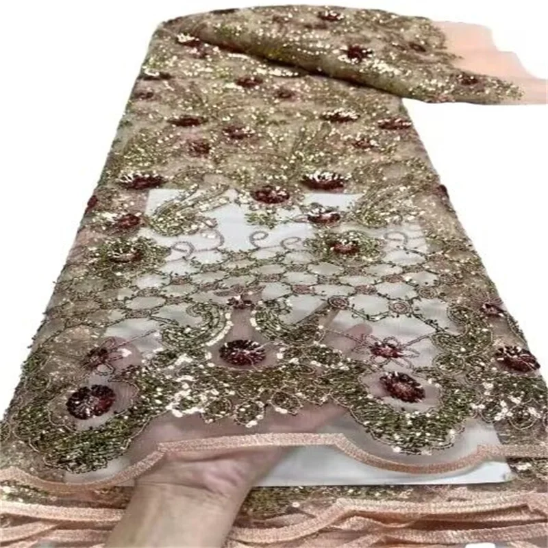 5Yards African Pink Sequined Lace Fabric 2022 High Quality Embroidery Nigerian French Mesh Lace Fabric For Sew Party Dresses
5Yards African Pink Sequined Lace Fabric 2022 High Quality Embroidery Nigerian French Mesh Lace Fabric For Sew Party Dresses