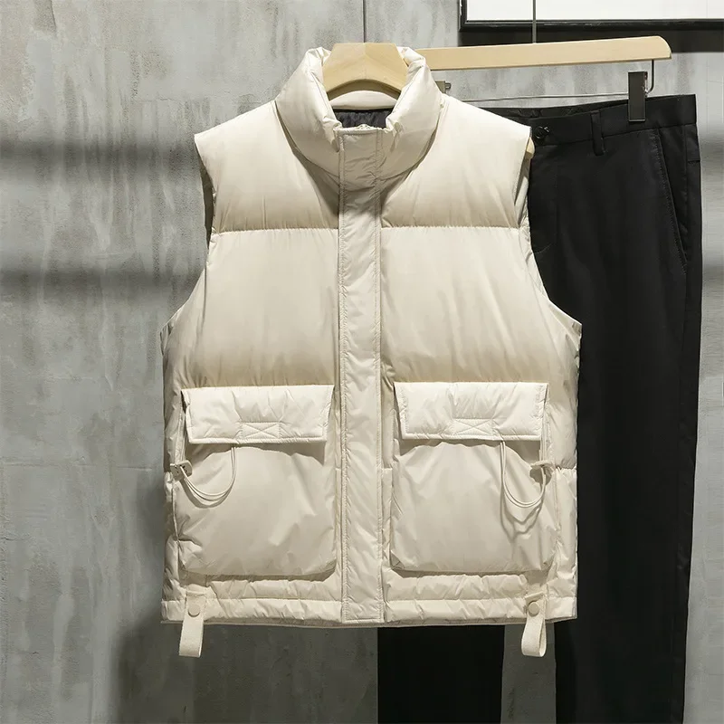 

Autumn Winter Man Puffy Quilted Vest Casual Zip Up Cotton Padded Oversize Outerwear Jacket Thick Warm Sleeveless Vest Boys 4xl