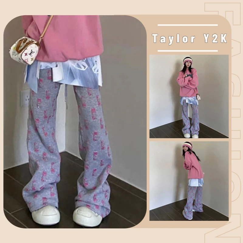 Sanrio Hello Kitty Pants Cartoon Anime Y2K Spicy Girl Wide Leg Pants Fashion American Retro Print Vibe Casual Flare Trousers
Sanrio Hello Kitty Pants Cartoon Anime Y2K Spicy Girl Wide Leg Pants Fashion American Retro Print Vibe Casual Flare Trousers