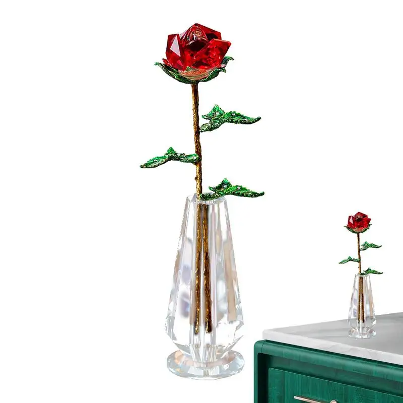 

Crystal Roses Charming Rose With Crystal Vase Long Stem Eternity Rose Flower For Her Mom Wife Girlfriend Anniversary Mothers Day