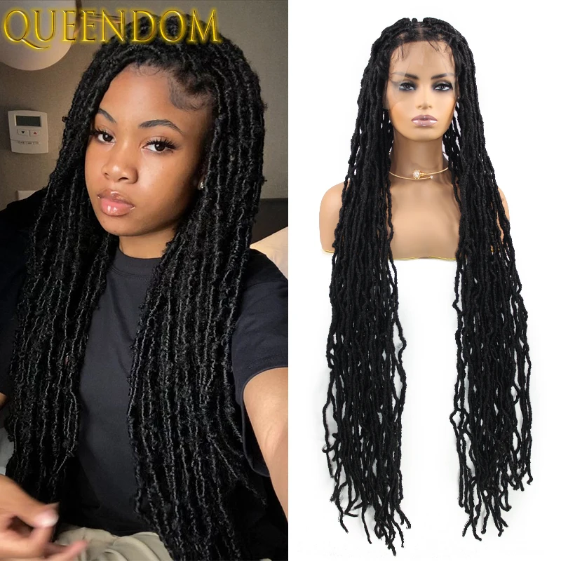 

40 Inch Butterfly Locs Crochet Braid Wig Knotless Box Braid Full Lace Wigs with Baby Hair Synthetic Senegalese Twist Braids Wig