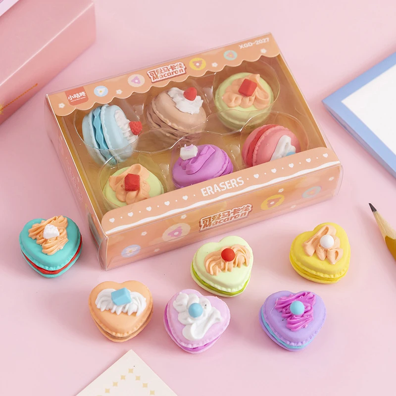 6pcs/set Cute Macaron Dessert Erasers Creative Rubber Pencil Eraser for Kids Gifts Stationery School Office Student Supplies
6pcs/set Cute Macaron Dessert Erasers Creative Rubber Pencil Eraser for Kids Gifts Stationery School Office Student Supplies