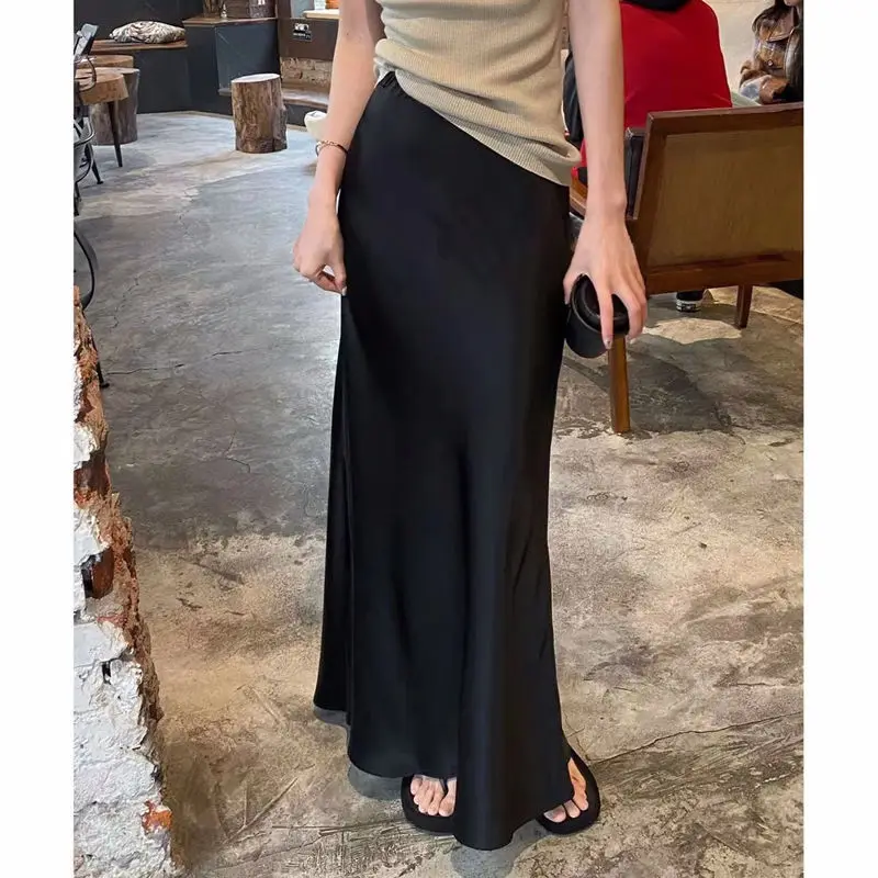Deeptown Elegant Women's Satin Skirt Black Luxury Retro Long Skirts Korean Fashion Slim Up A-line Streetwear Summer Casual Skirt
Deeptown Elegant Women's Satin Skirt Black Luxury Retro Long Skirts Korean Fashion Slim Up A-line Streetwear Summer Casual Skirt