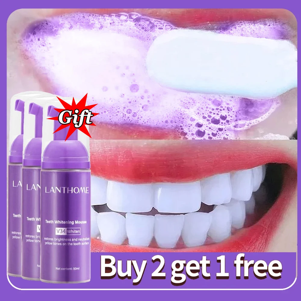 

V34 Teeth Whitening Mousse Toothpaste Remove Plaque Stains Cleaning Oral Hygiene Bleaching Dental Tools Fresh Breath Tooth Care