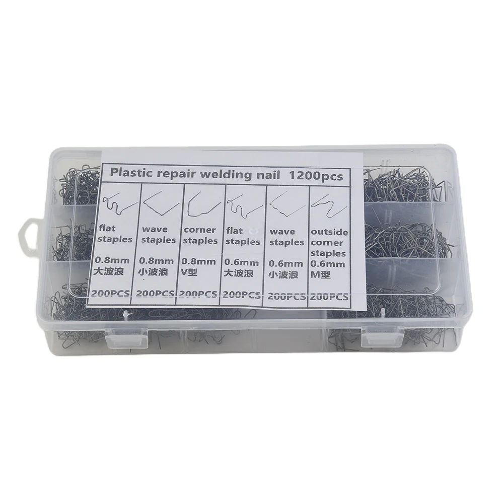 1200pcs Stainless Steel Welding Nail 0.6/0.8mm Wave/flat/V/M Staples Plastic Welding Car Bumper Repairing Tool Accessories
1200pcs Stainless Steel Welding Nail 0.6/0.8mm Wave/flat/V/M Staples Plastic Welding Car Bumper Repairing Tool Accessories