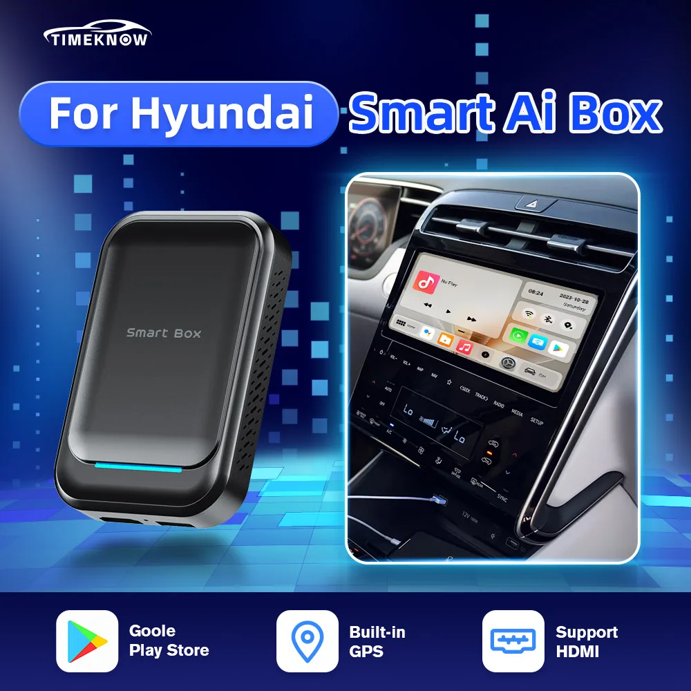 

TIMEKNOW For Hyundai Wireless CarPlay Ai Box Wireless Android Auto Adapter Dongle Android TV Box For Tucson Kona Santa Fe Accent