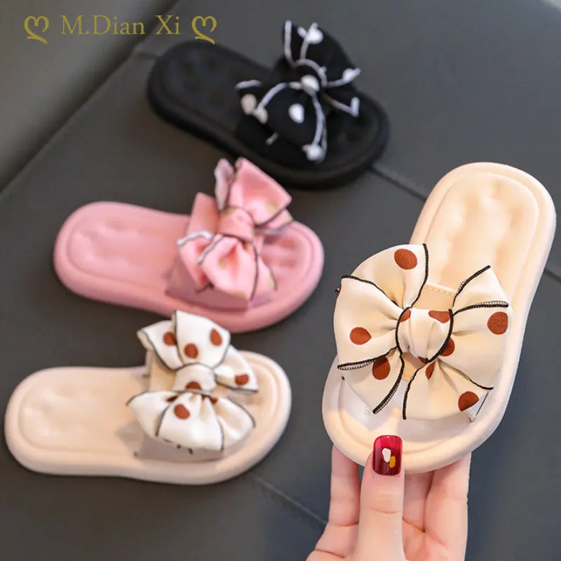 

Children's Slippers Summer Bow Knot Anti-skid Girls Slipper Outer Wear Soft Soled Girls' Beach Shoes Kids Footwear