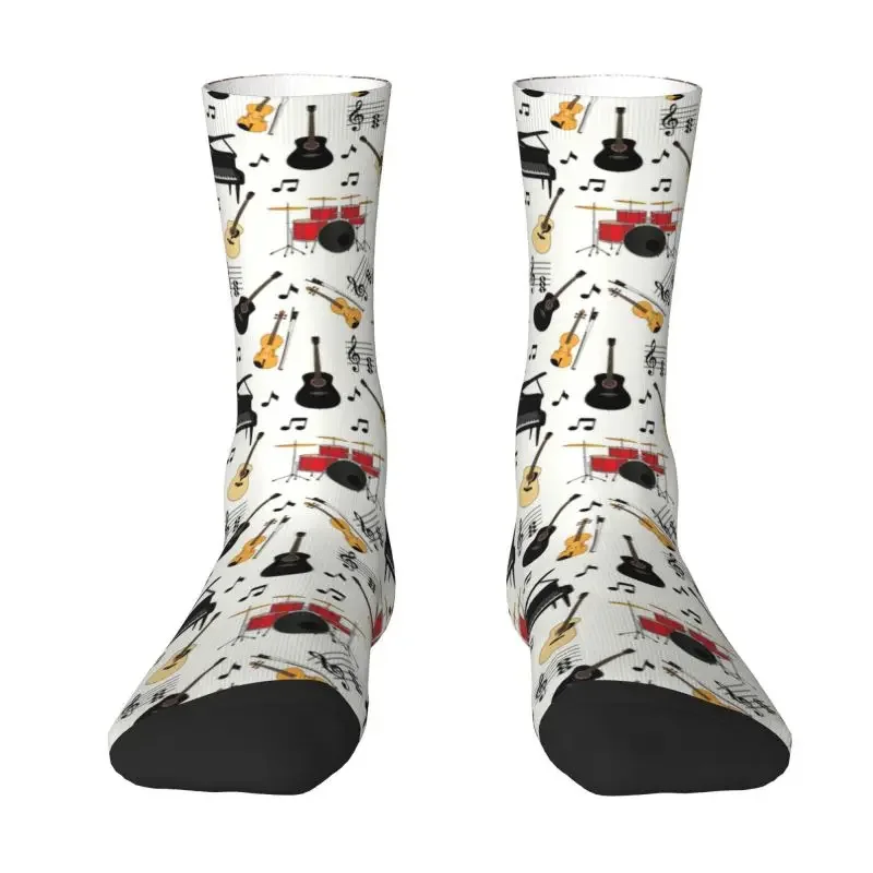 

Cool Mens Musical Piano Guitar Musical Notes Drums Dress Socks Unisex Comfortable Warm 3D Printing Music Notes Crew Socks