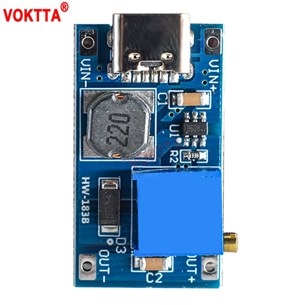 MT3608 DC-DC Adjustable Boost Module 2A Boost Plate Step Up Module With MICRO USB Type-C 2V-24V to 9V-24V Power Supply Module 
MT3608 DC-DC Adjustable Boost Module 2A Boost Plate Step Up Module With MICRO USB Type-C 2V-24V to 9V-24V Power Supply Module