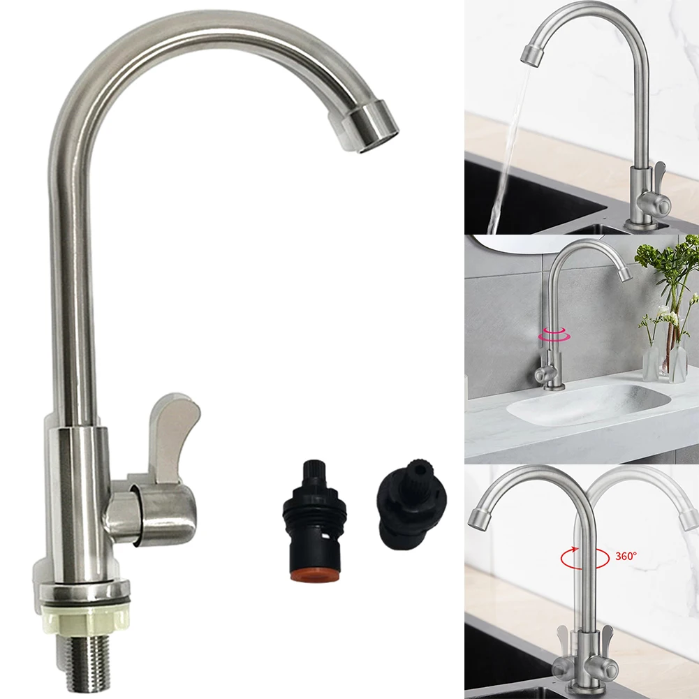 Kitchen Stainless Steel Single Cold Faucet 360°rotation Elbow Sink Tap Water Faucet Purifier Brushed Nickle Round Vertical Tap
Kitchen Stainless Steel Single Cold Faucet 360°rotation Elbow Sink Tap Water Faucet Purifier Brushed Nickle Round Vertical Tap