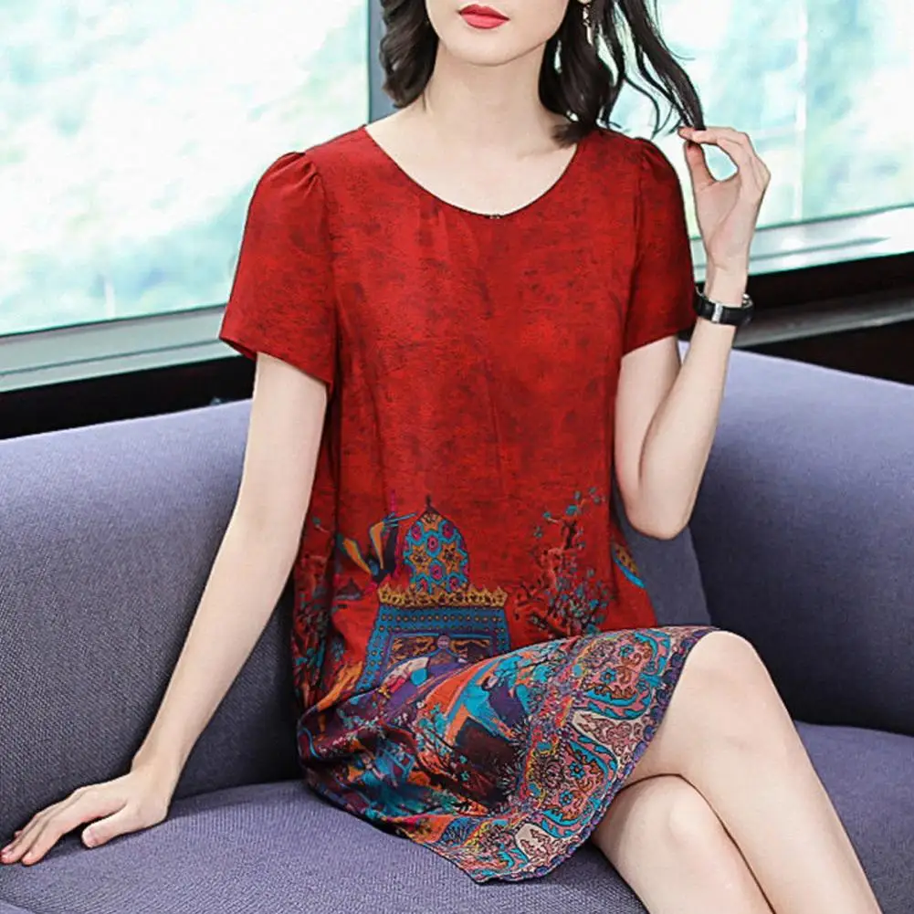 Printed Dress Short-sleeved Printed Dress Vintage A-line Knee Length Plus Size Midi Dress for Women Printed Crew Neck for Dating
Printed Dress Short-sleeved Printed Dress Vintage A-line Knee Length Plus Size Midi Dress for Women Printed Crew Neck for Dating