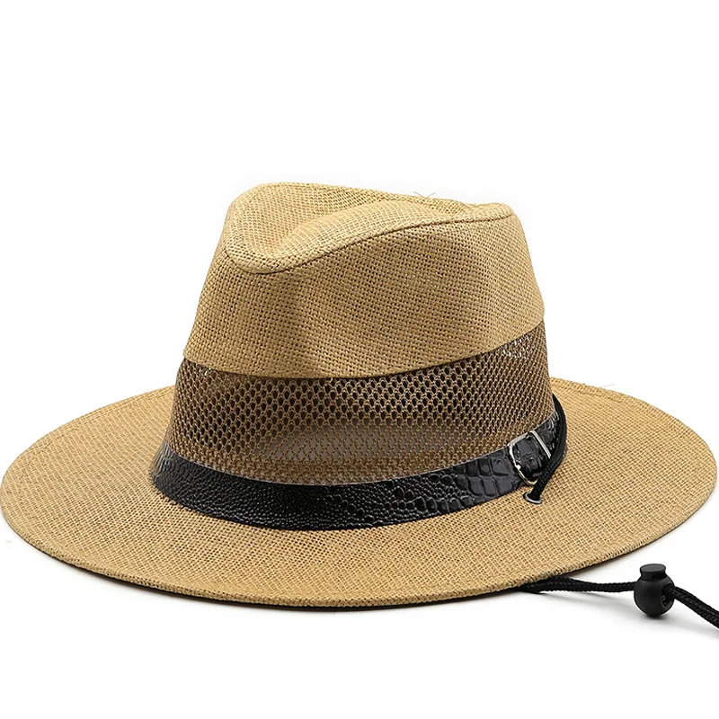 

New Straw Western Cowboy Hat Hand Made Beach Felt Sunhats Summer Cap For Man Woman Curling Brim Cap Sun Protection Unisex Hats