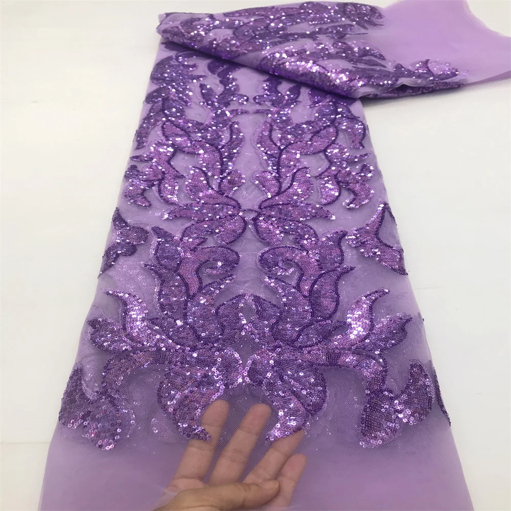 

Latest African Sequins Lace Fabric 2024 High Quality Lace Nigerian French Tulle Lace Fabrics For Sewing Wedding Party Dresses