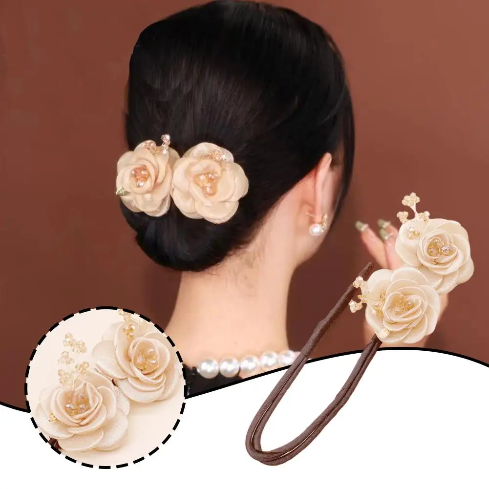 

Elegant Flower Hair Bun Maker Lazy Hair Curlers Braider Accessories Styling Hairband Holder Ponytail Women Hair Fashion Q0R1