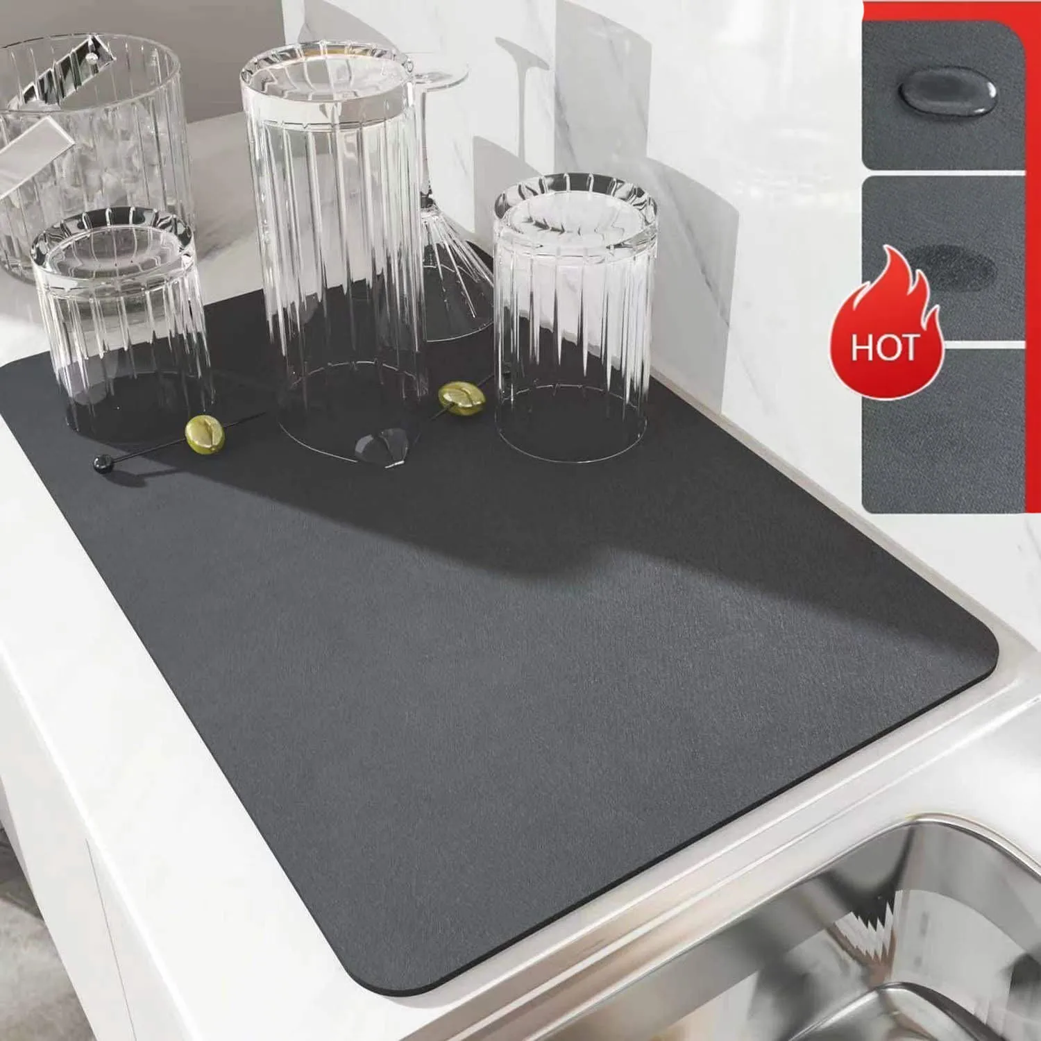 Napa Skin Drain Mat Kitchen Rubber Dish Drying Pad Super Absorbent Drainer Mats Tableware Bottle Rug Kitchen Dinnerware Placemat
Napa Skin Drain Mat Kitchen Rubber Dish Drying Pad Super Absorbent Drainer Mats Tableware Bottle Rug Kitchen Dinnerware Placemat