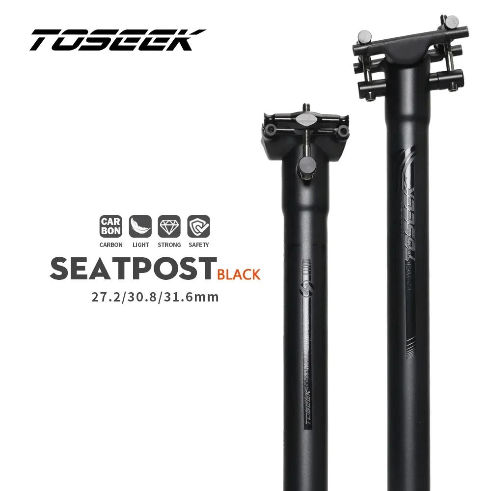 

TOSEEK Carbon Seatpost Offset 0mm Bicycle Seat Post MTB Retractable Canoe 27.2/30.8/31.6mm Ultralight 170g Titanium Screws