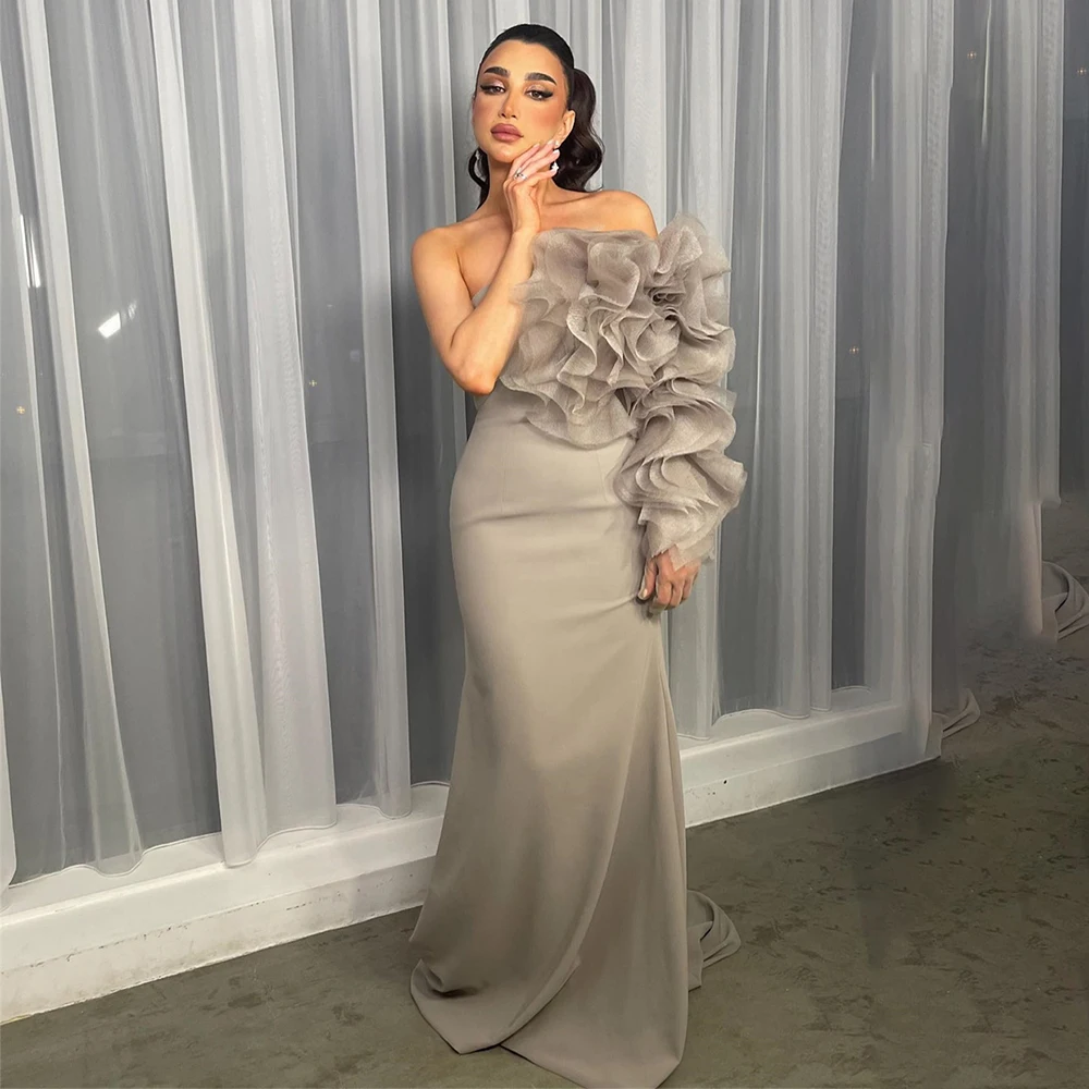 Temperament One Shoulder Evening Party Dresses Long Sleeve 3D Appliques Sexy Backless Prom Gown Trumpet Dress فساتين الحفلات
Temperament One Shoulder Evening Party Dresses Long Sleeve 3D Appliques Sexy Backless Prom Gown Trumpet Dress فساتين الحفلات