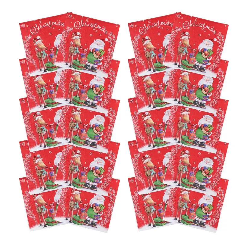 

Christmas Napkins 20Pcs Winter Party Napkins Christmas Guest Napkin 2-Ply Merry Christmas Hand Towel For Christmas Holiday Party