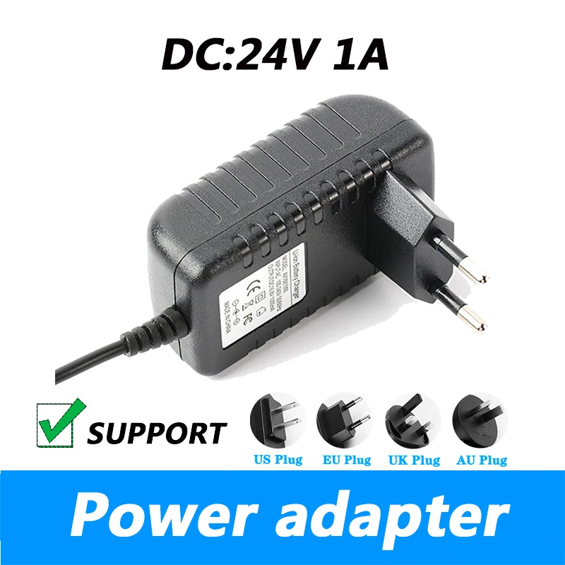 

DC 24V 1A Fan Power Adapter Charger UK Plug AU Plug 5.5*2.1MM Power Supply Lighting Transformer AC 100-240V