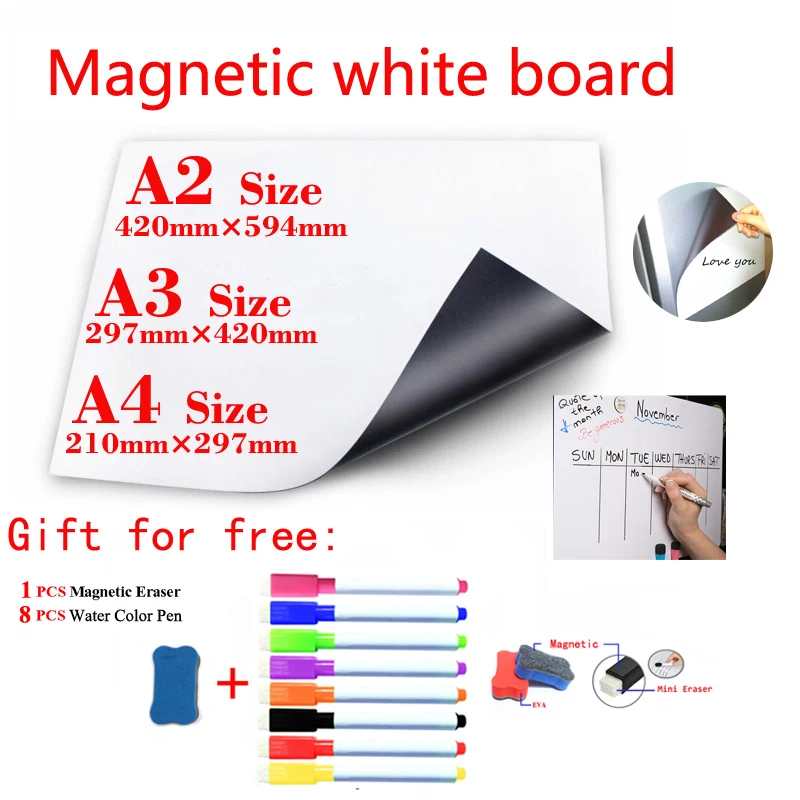 Magnetic WhiteBoard Fridge Stickers Dry Erase White Board Calendar Kids School Memo Weekly Table 8 Color Pen and 1 Erasser
Magnetic WhiteBoard Fridge Stickers Dry Erase White Board Calendar Kids School Memo Weekly Table 8 Color Pen and 1 Erasser