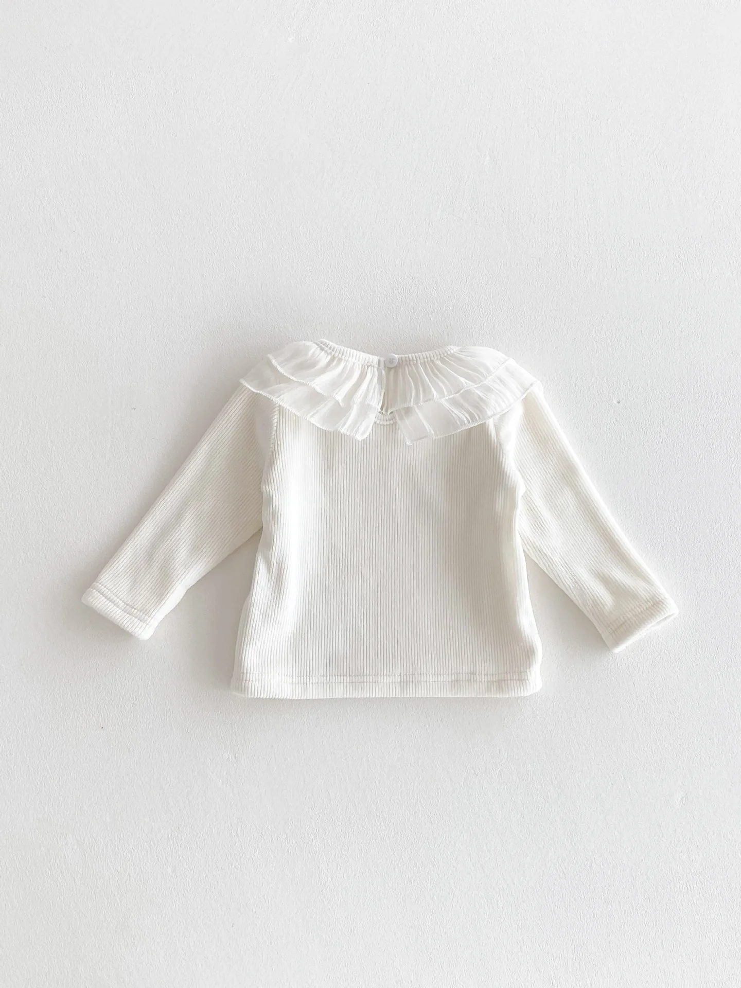2025 Winter New Baby Girls Ruffle Collar Fleece Tees Infant Solid Bottoming Shirt Toddler Girls Plus Velvet Thick Warm Tops 23 S14157af3f78e4121a66cbff1b8313858Y