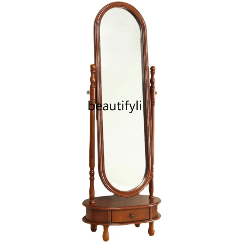American-Style Solid Wood Dressing Mirror Full-Length Bedroom Household Large Mirror Light Luxury Rotatable Floor Mirror
American-Style Solid Wood Dressing Mirror Full-Length Bedroom Household Large Mirror Light Luxury Rotatable Floor Mirror