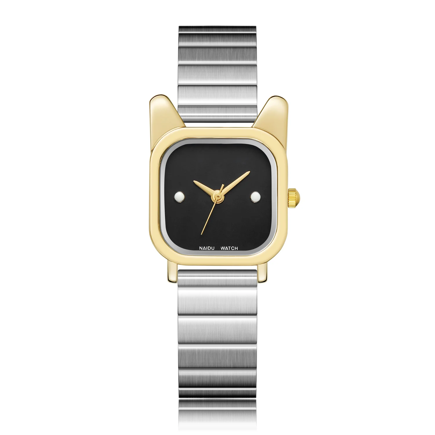 

Black Sliver Watch Women Quartz Wristwatch Simple Minimalist Square White Dial Gold Case Clock Girls Student Fashion Black Reloj