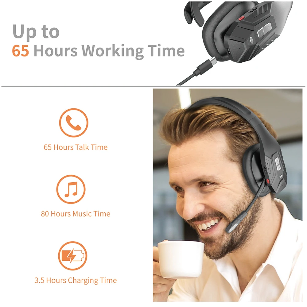 S14233f470b054fab8550cbec7cdb8ed96 Trucker Bluetooth Headset,Wireless Headset with Mic, Call Center Headset,Bluetooth Headsets with Dual Noise Cancelling