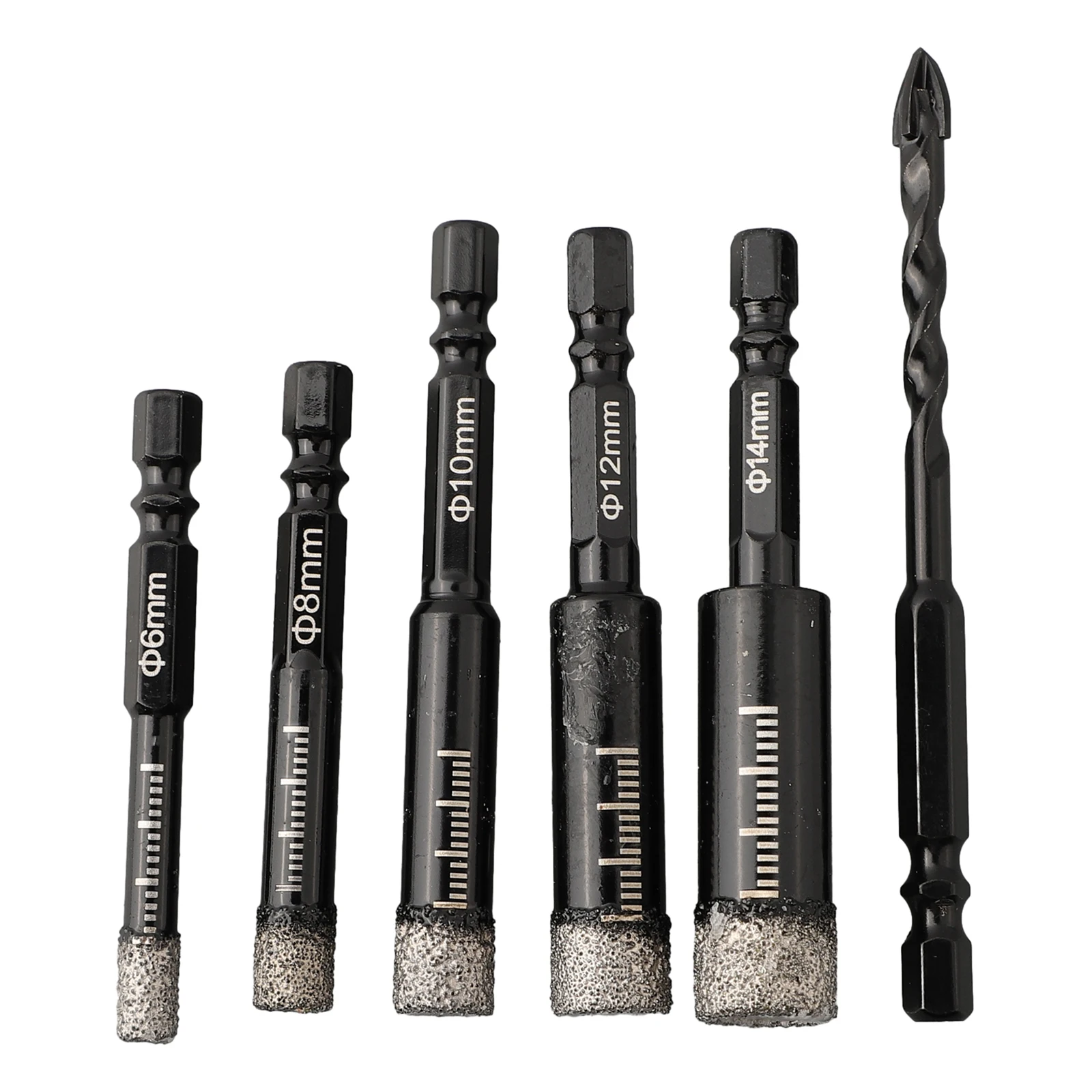 6Pcs Tile Drill Bits Set 6/8/10/14mm Diamond Drilling Tools 6mm Cross Head Bits Carbide For Marble Masonry Concrete Hole Saw
6Pcs Tile Drill Bits Set 6/8/10/14mm Diamond Drilling Tools 6mm Cross Head Bits Carbide For Marble Masonry Concrete Hole Saw