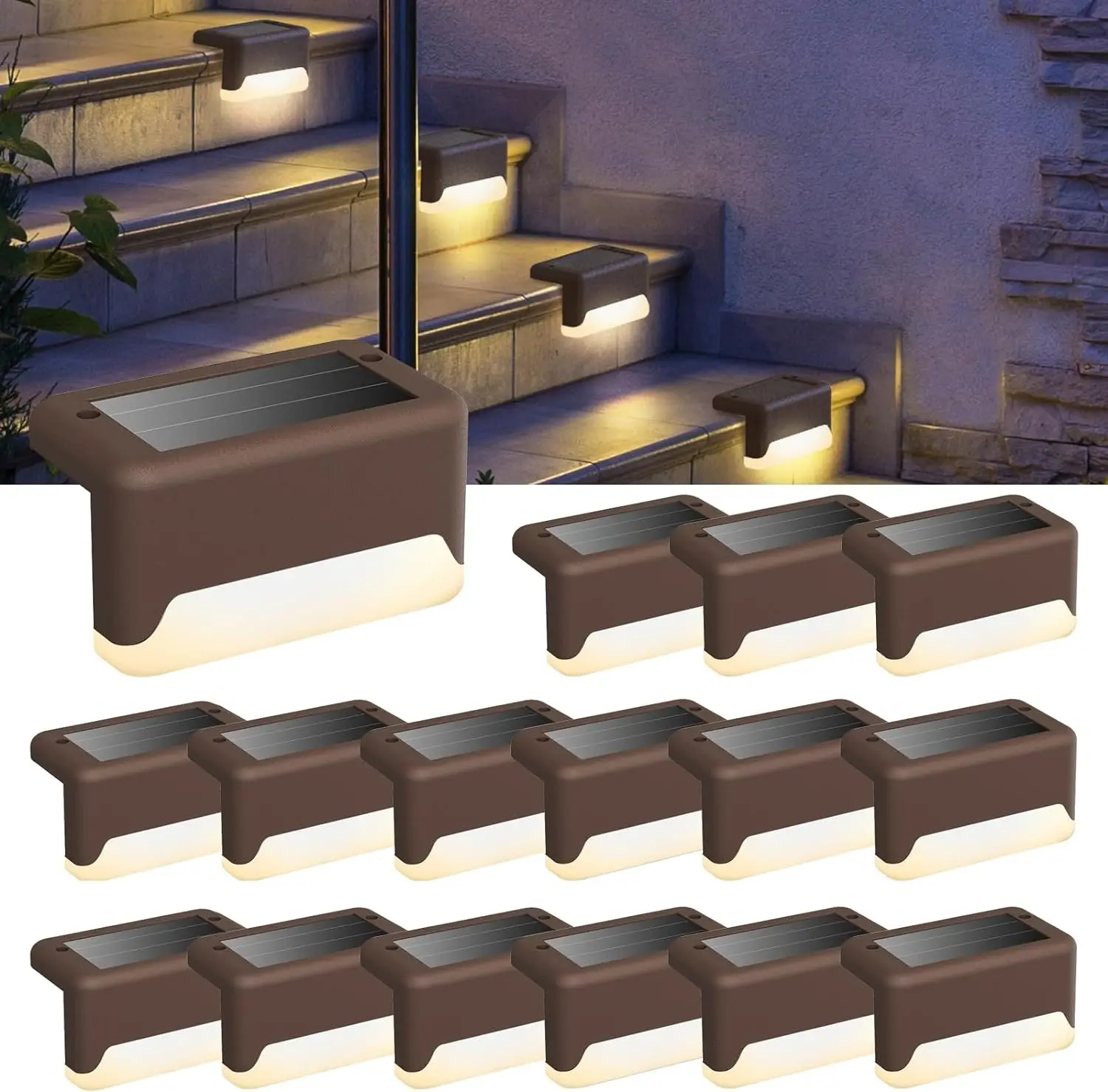 

Solar Deck Lights Outdoor Step Lights Waterproof LED Solar Lamp for Railing Stairs Step Fence Yard Patio Garden Pathway Decor