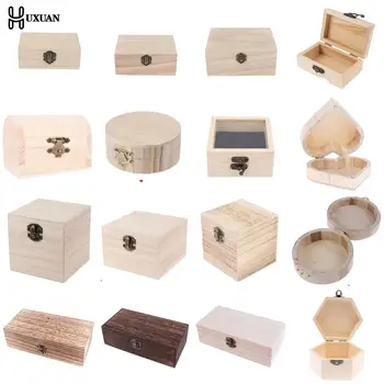 Caixas de Madeira Versáteis: Soluções de Armazenamento Elegantes para Diversas Necessidades 7 Storage Box Heart Shape Wood Box Jewelry Box Wedding Gift Makeup Cosmetic Earrings Ring Desk Rangement Make Up Wooden Organizer