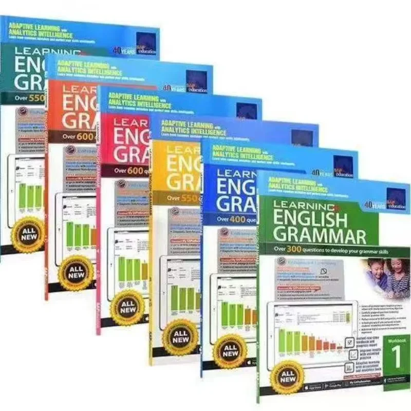 

SPA 3-12 Year Singapore Learning English Grammar Old Kids Test Materials Exercise Book Textbook Notebook Exercise Book 6 Books