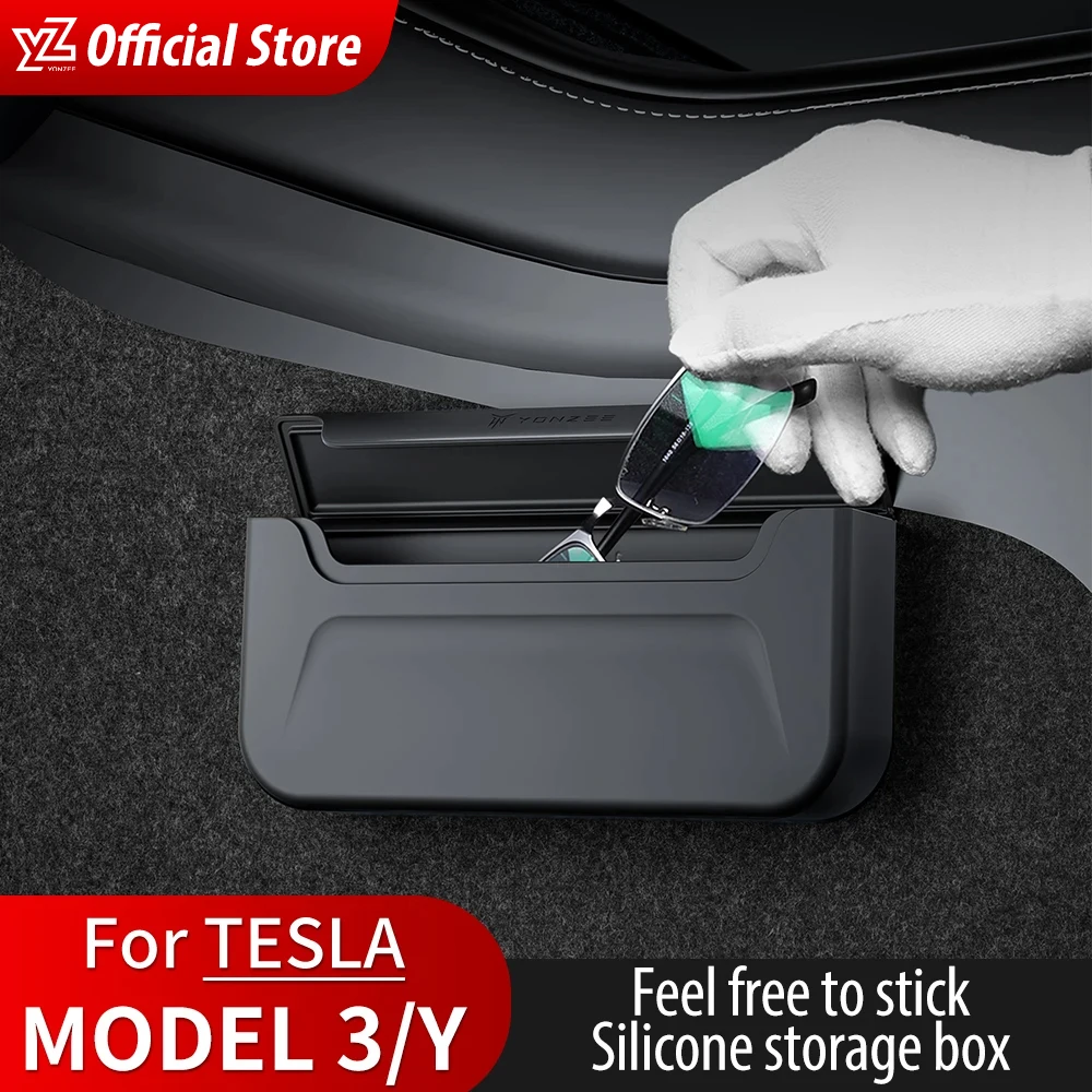 

YZ For Hidden Silicone Storage Box For Tesla Series Easy Install Bag Model 3 S X Y New Auto Interior Accessories Universal Parts