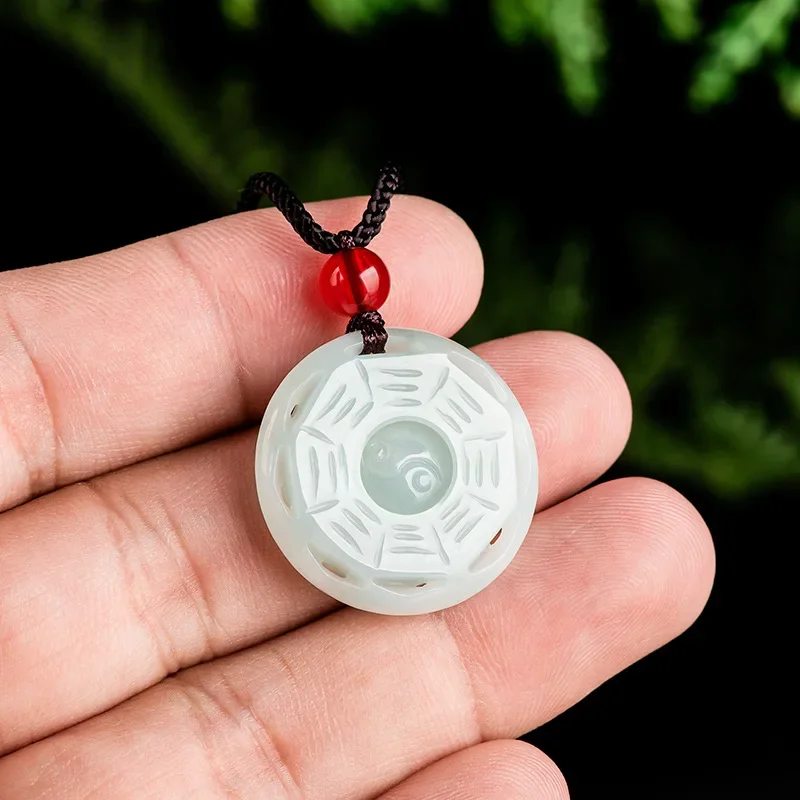 

White Jadeite Tai Chi Pendant Necklace Stone Real Jewelry Charm Gemstone Gifts for Women Natural Burmese Jade Accessories