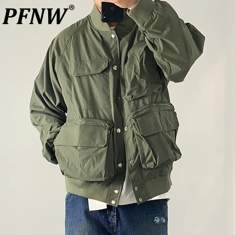 PFNW Spring Summer Men's Harakuju Multi-pocket Functional Techwear Coat Trendy Baggy Baseball Collar Solid Color Jackets 12A8797
PFNW Spring Summer Men's Harakuju Multi-pocket Functional Techwear Coat Trendy Baggy Baseball Collar Solid Color Jackets 12A8797