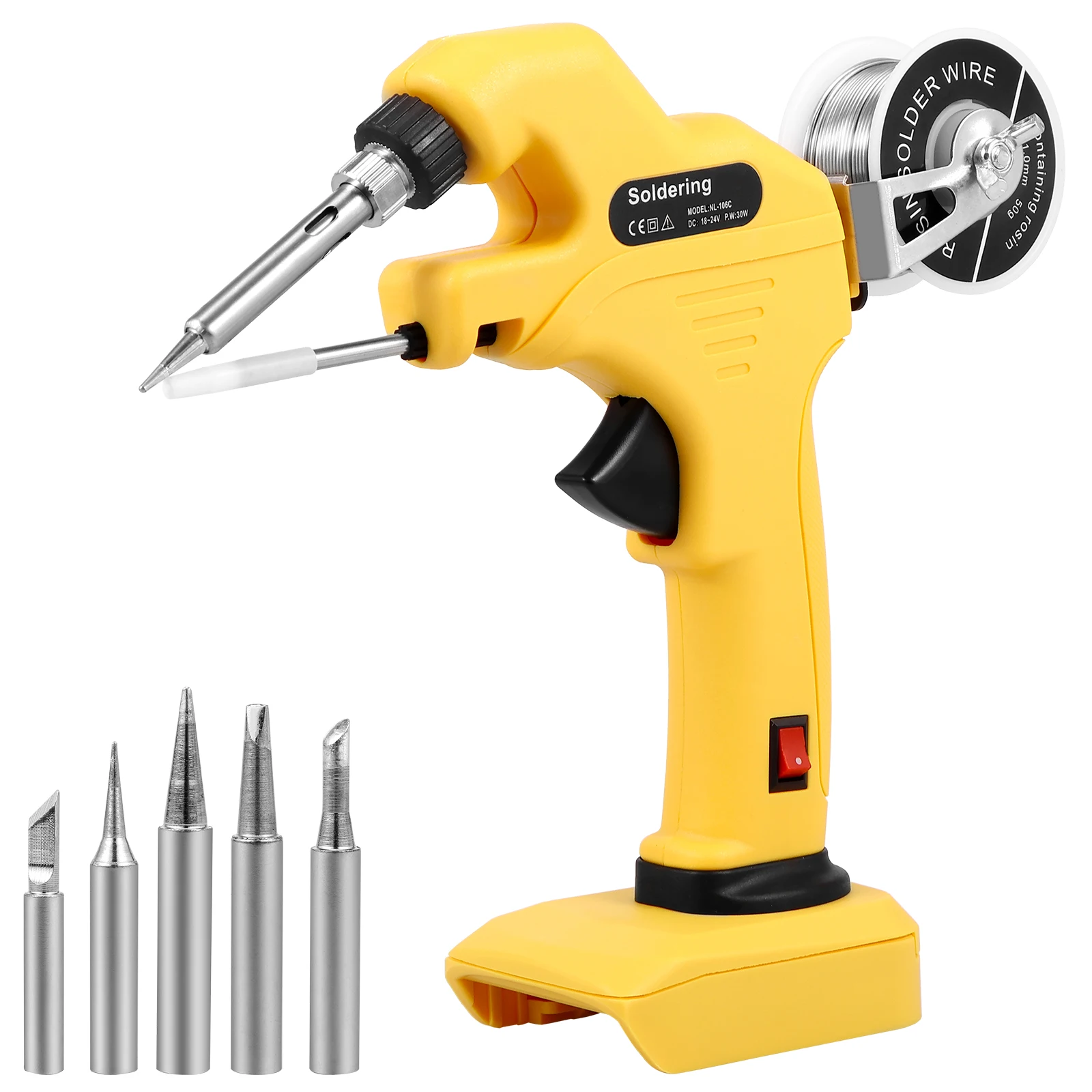 Soldering Iron Kit 30W 18-24V 200-480℃ Adjustable Temperature Cordless Solder Iron Quick Heating Battery Powered Welding Tool 
Soldering Iron Kit 30W 18-24V 200-480℃ Adjustable Temperature Cordless Solder Iron Quick Heating Battery Powered Welding Tool