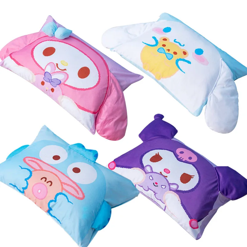 

Kawaii Sanrioed 3D Pillow Case My Melody Kuromi Cinnamoroll Hangyodon with Ear Pillow Cover Bedding Bedroom Home Use Kids Gift