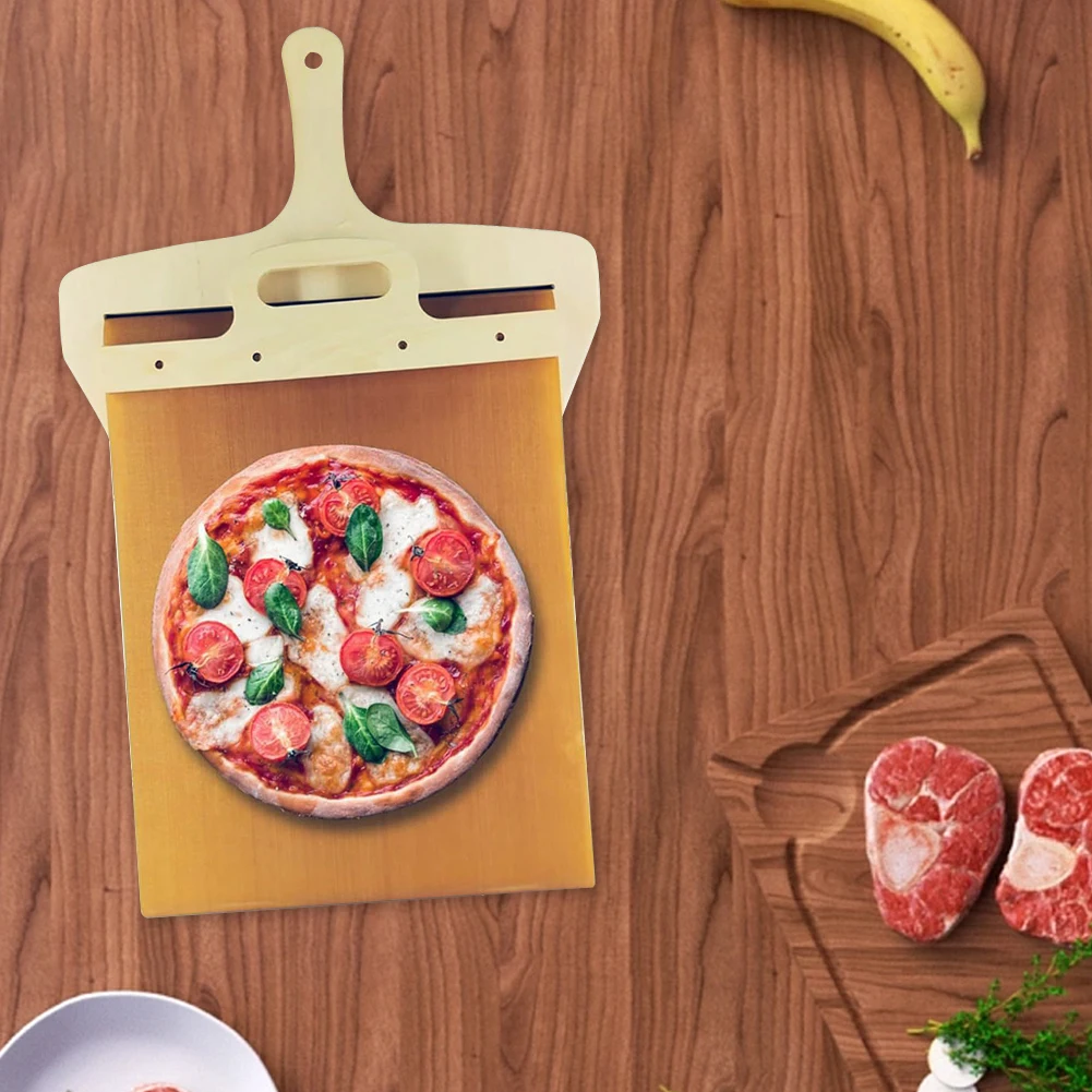 

Wooden Pizza Spatula Paddle with Handle Hanging Pizza Cutting Board Non-stick for Making Pizza Baking Bread