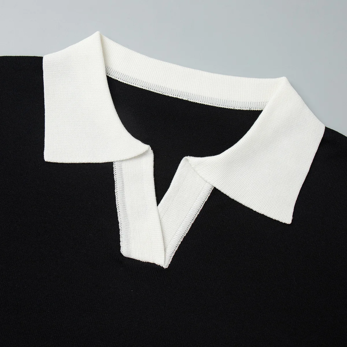 2026 Summer New Short Sleeved Knitted Sweater Temperament Commuting Polo Collar Contrasting Color Slim Fit Knitted Top 103 S14311f06d4424aeb9c720545c6985005c