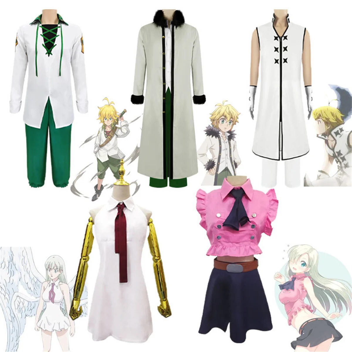 

Japanese Anime The Seven Deadly Sins Dragon's Sin Of Wrath Meliodas Elizabeth Liones Cosplay Costume Women Man Uniform Suit