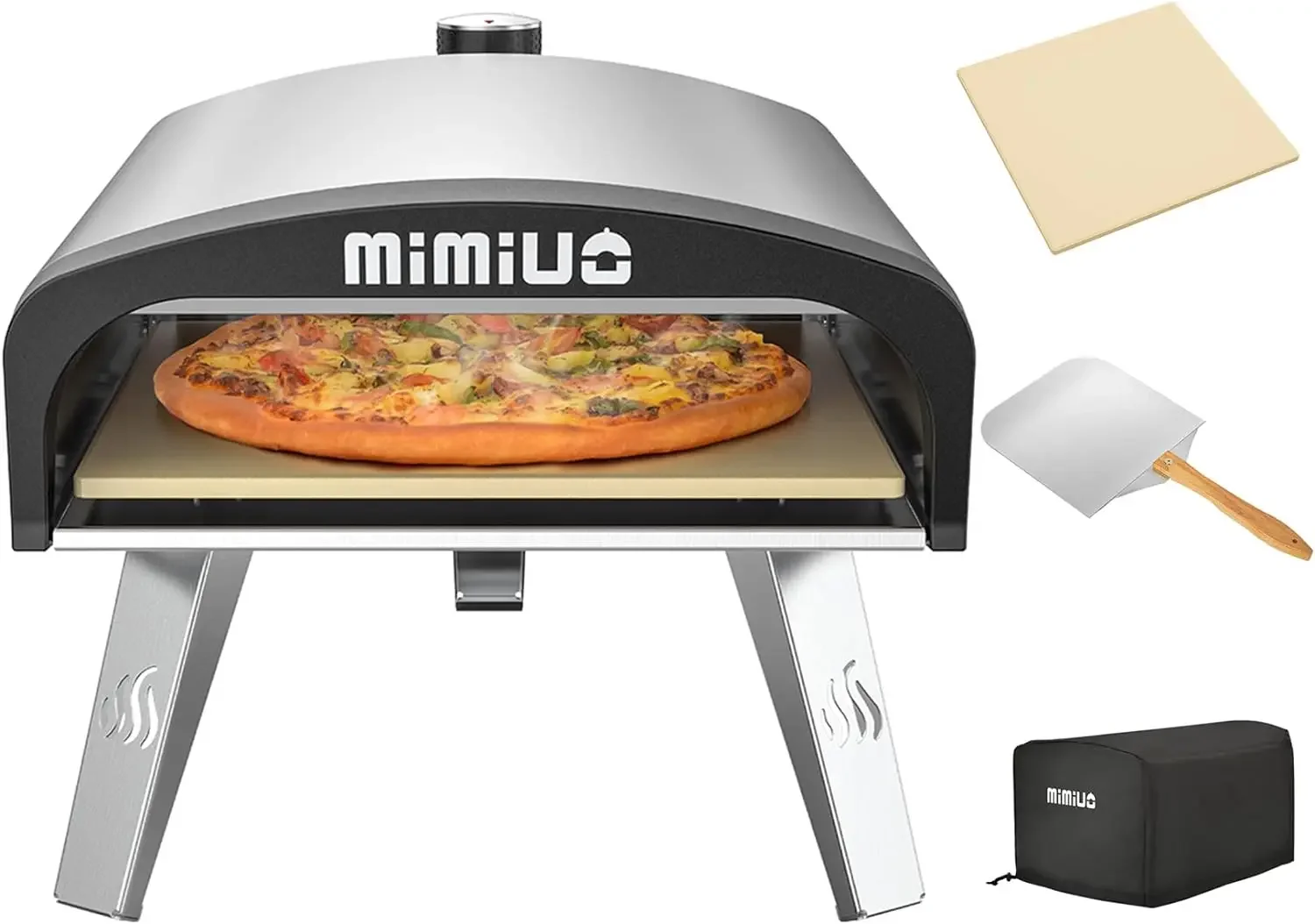 

Mimiuo Outdoor Gas Pizza Ovens Portable Stainless Steel Gas Pizza Grilling Stove with 13" Pizza Stone & 12 x 14 inch Foldable