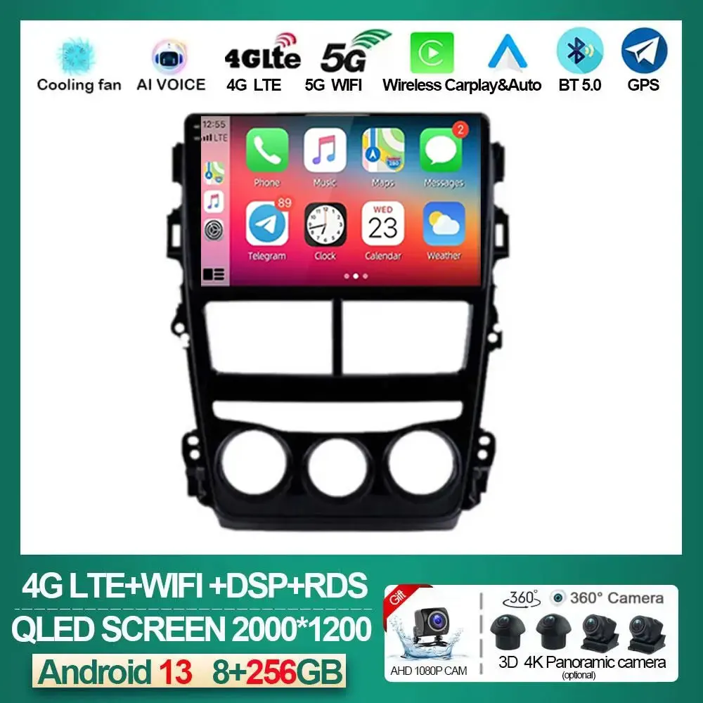 

Android 13 For Toyota Vios Yaris 2018 2019 2020 Autoradio Car Radio Stereo Video Multimedia Player Qled Display GPS Navigation