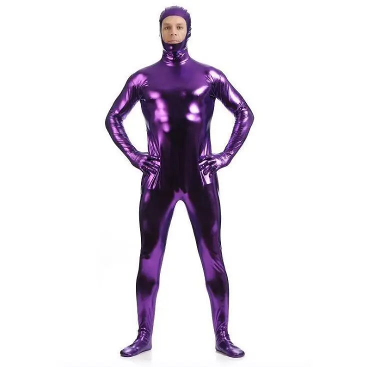 

Sexy men Shiny Metallic Catsuit Leotard bodysuit Tights jumpsuit open face