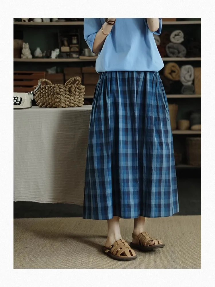 Женская Повседневная Свободная юбка, клетчатая удобная юбка из промытого хлопка с поясом на резинке, 64-108 см, весна-лето
Женская Повседневная Свободная юбка, клетчатая удобная юбка из промытого хлопка с поясом на резинке, 64-108 см, весна-лето