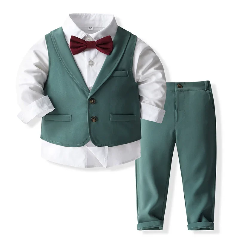 

Baby Boys Suits Gentleman Tuxedo Bowtie Shirt Formal Suit Vest Pants 4 Pcs Toddler Clothes Outfit Baptism Birthday Party Dress